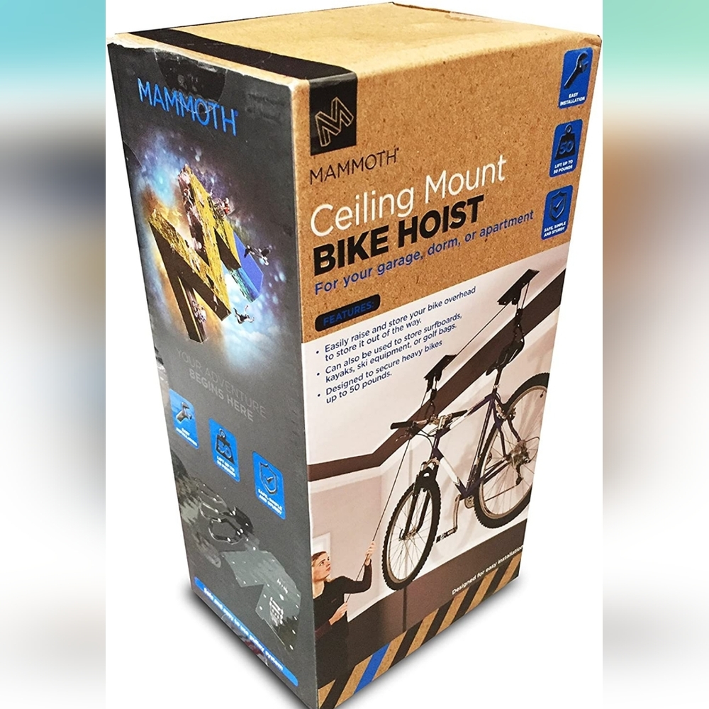CEILING MOUNT BIKE HOIST MAMMOTH  for your garage, dorm. or apartment